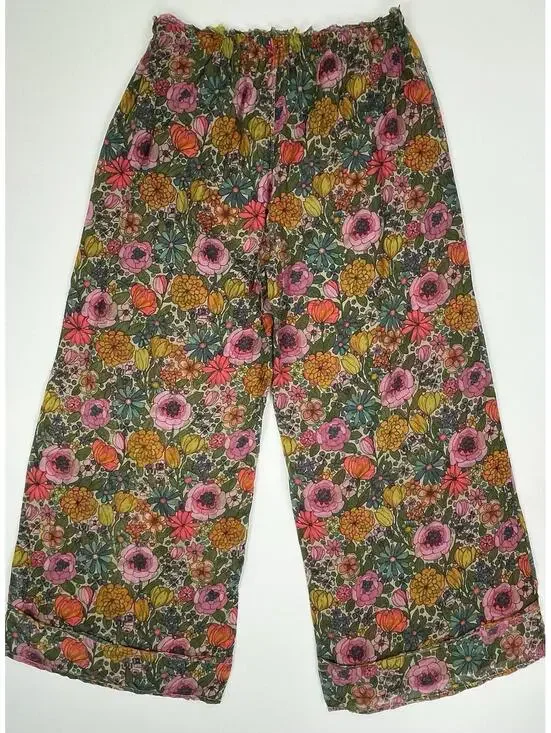 Natural Life Women’s Wide Leg Floral Sheer Lounge Pajama Style Pants Size Medium - Picture 2 of 10